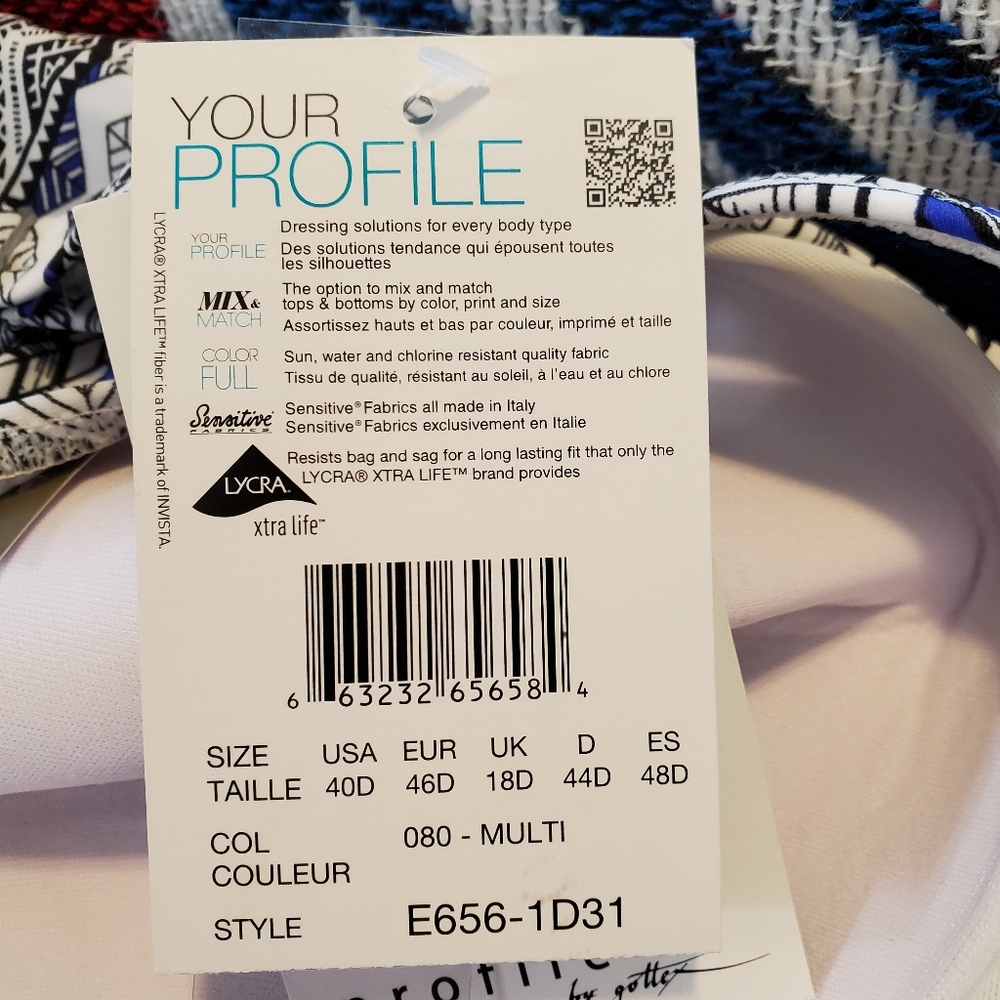 Profile by Gottex Ixtapa tankini top ruched,wire free shelf bra size 40D - Picture 12 of 15